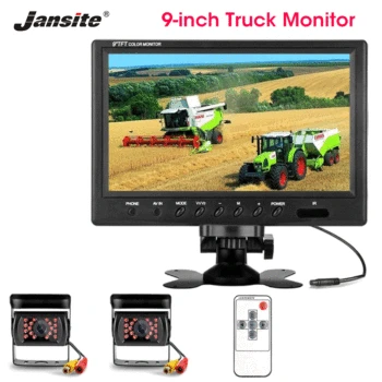 

Jansite 9" Wired Car monitor For Truck TFT Car Rear View Monitor Night vision Rearview System Reverse rear camera for Harvester