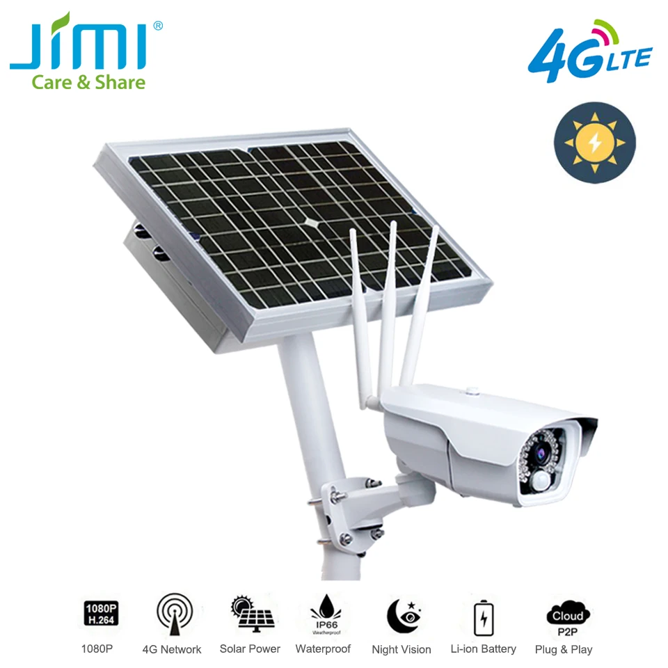 Jimi JH016 IP Camera 1080p With 4G Network Rechargeable Battery Powered Solar Panel Wifi Full HD Security Outdoor | Безопасность и