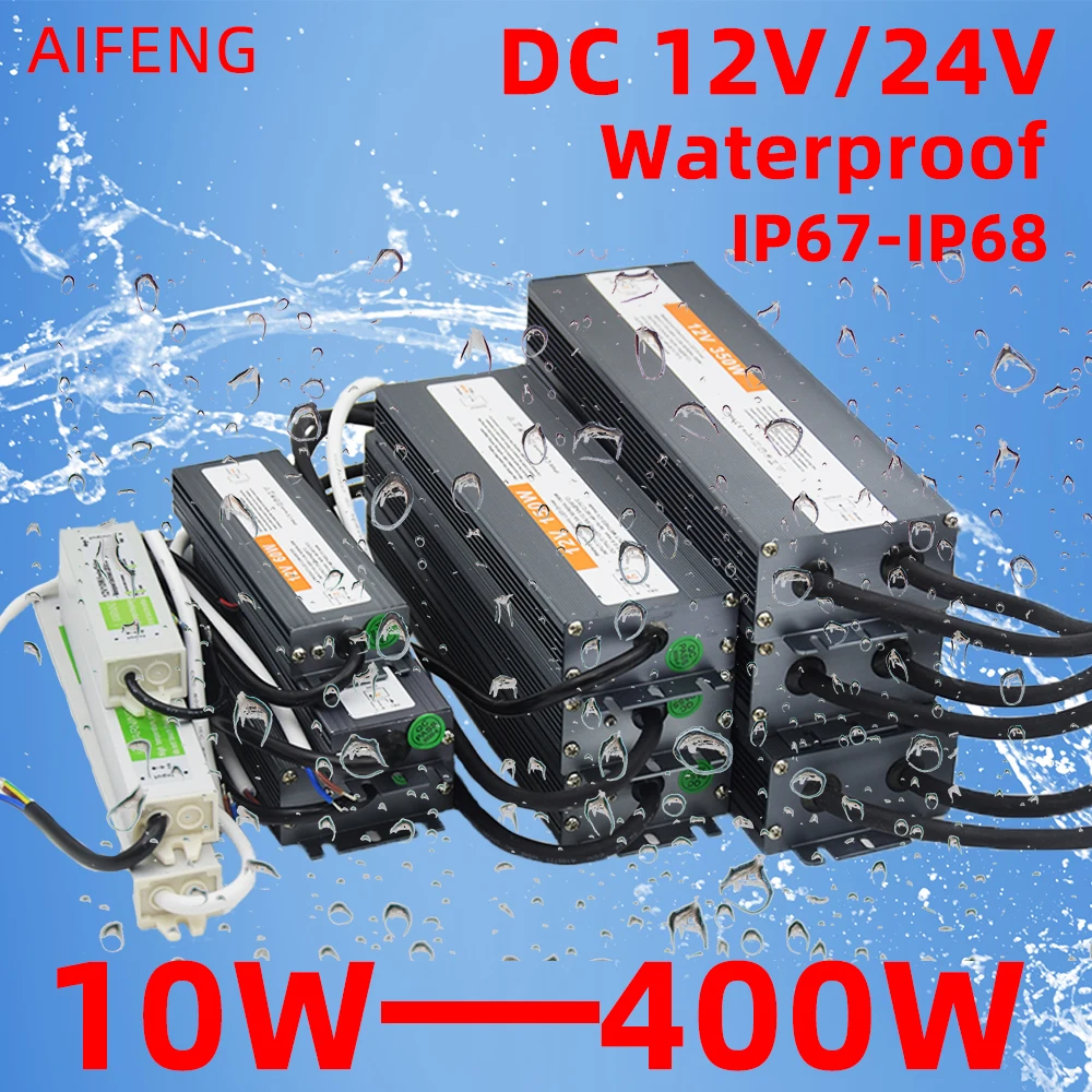 Waterproof Lighting Transformers AC 110V 220V To DC 12 V 24V LED Driver Power Adapter 10W 200W 400W Waterproof 12V Power Supply