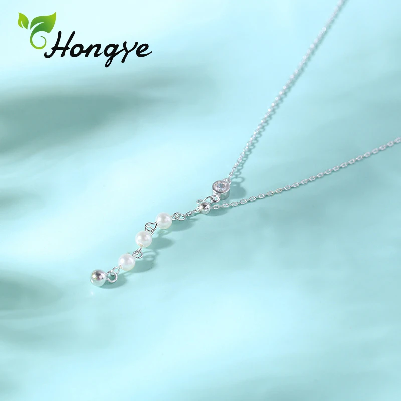 Stylish Sterling Silver Women Pendant Necklace Natural Pearl Charm Elegant Collar Jewelry Summer Femme Neck Chain Silver Jewel