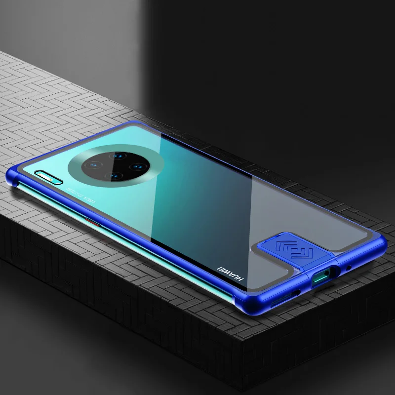 Новое поступление, чехол для телефона huawei mate 30 Pro, алюминиевый бампер, прозрачная задняя крышка из закаленного стекла
