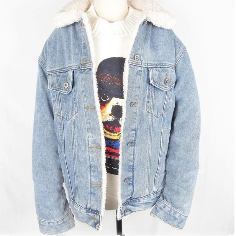 

2020 Winter Korean Loose Faux lamb wool thick warm Women's Denim jacket Plus size Loose Female Casual Casaco feminino inverno