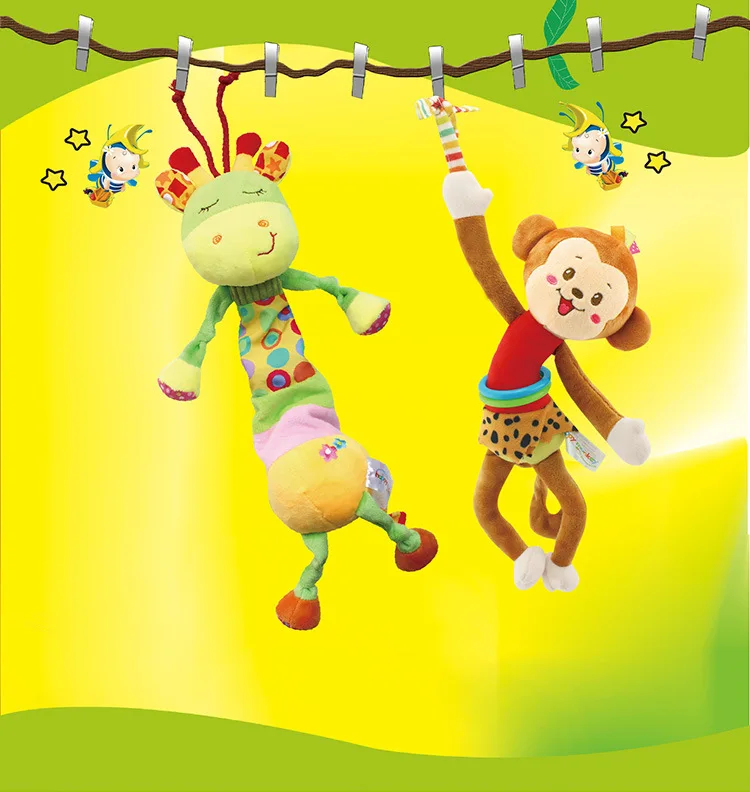 Happy monkey игрушки для младенцев детская коляска игрушка-брелок животное погремушка животное плюшевая погремушка кровать колокольчик