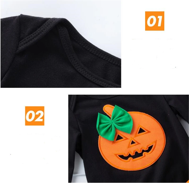 Baby Girl Pumpkin Halloween Clothes Sets Long Sleeve Romper And Tutu SKirt Infnat Winter Funny Clothes Baby Halloween Festival