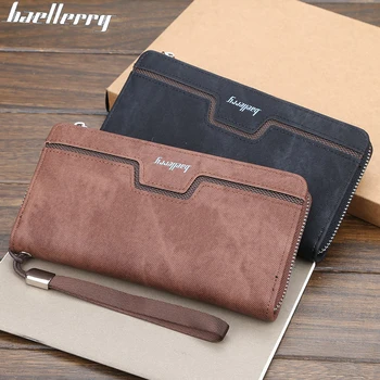 

Baellerry Brand Men Wallet Retro Authentic Canvas Coin Purse Large Capacity Hand Wallet Men's Wristband Mobile Phone Purse