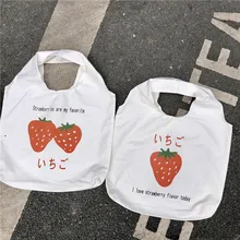 Холщовая Сумка с принтом овцы, клубники, Студенческая Женская Большая вместительная сумка на плечо для девочек, многоразовая сумка для покупок, сумки-тоут