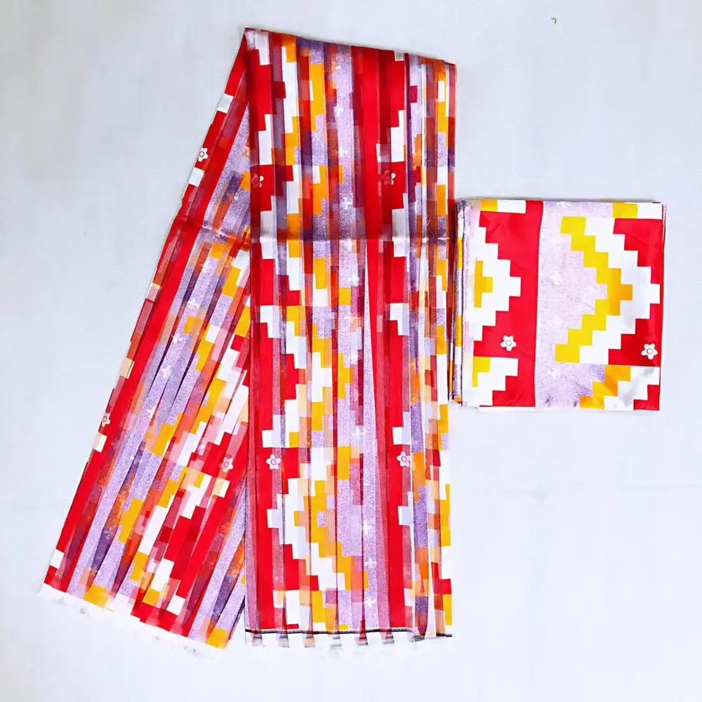 Цифровая органза шелк воск ткань Африканский принт ткань нигерийская Анкара Африканский Атлас воск принты для вечерние 4+ 2 ярдов 30 - Цвет: 8