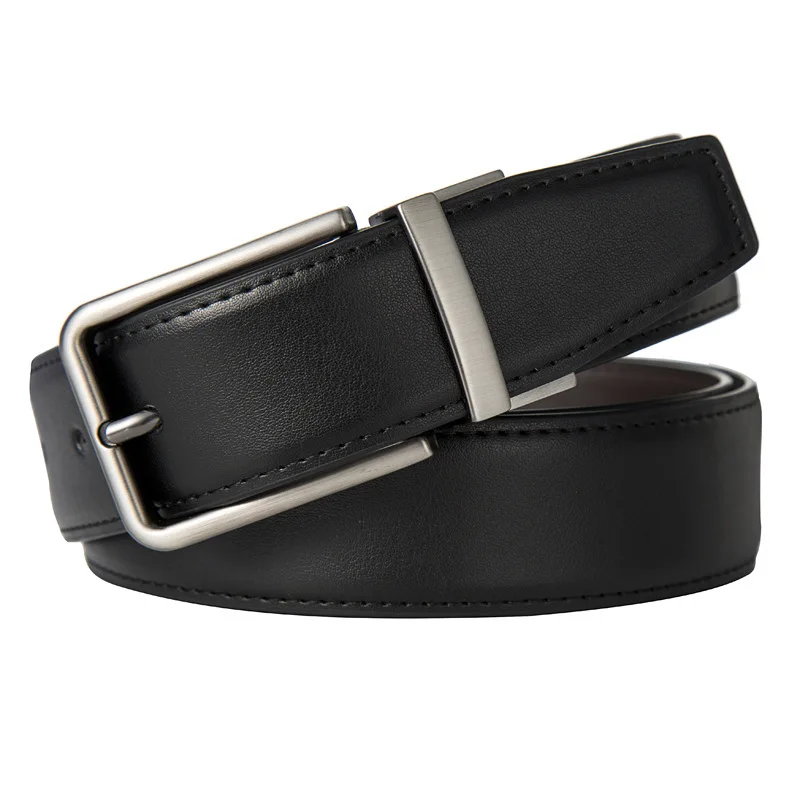 

New Belt Men's Needle Buckle Belt Rotary Button Head Double-sided Leather Belt Casual Versatile Belt Ck -- Caron Kalen
