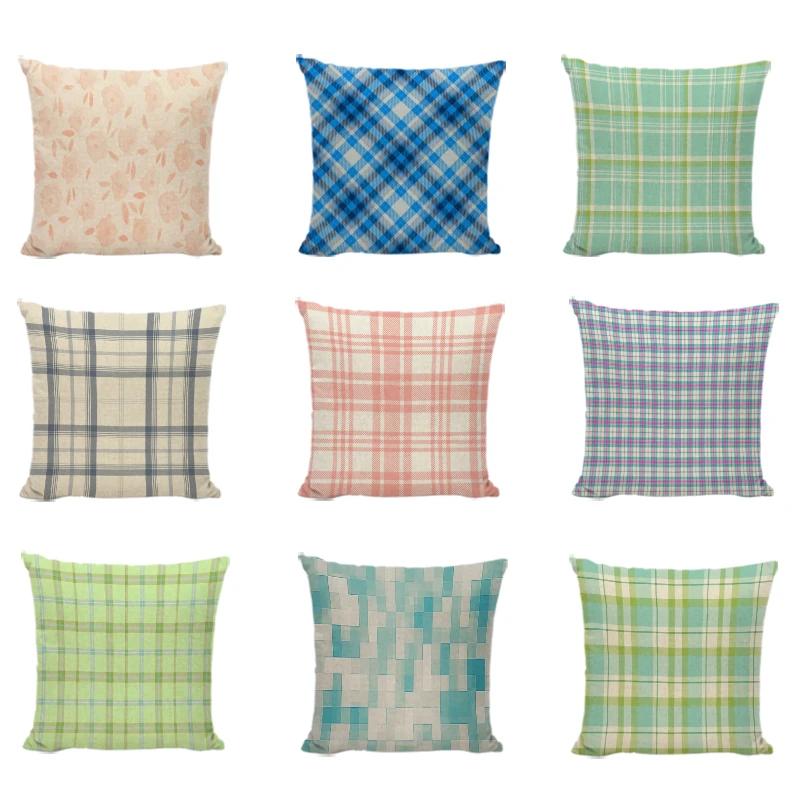 

Lattice Fresh Cover Sofa Mint Blue Pink Sapphire Blue Pillow Cushion Classic Petal Gradient Bed Living Room Lounge Pillowcase
