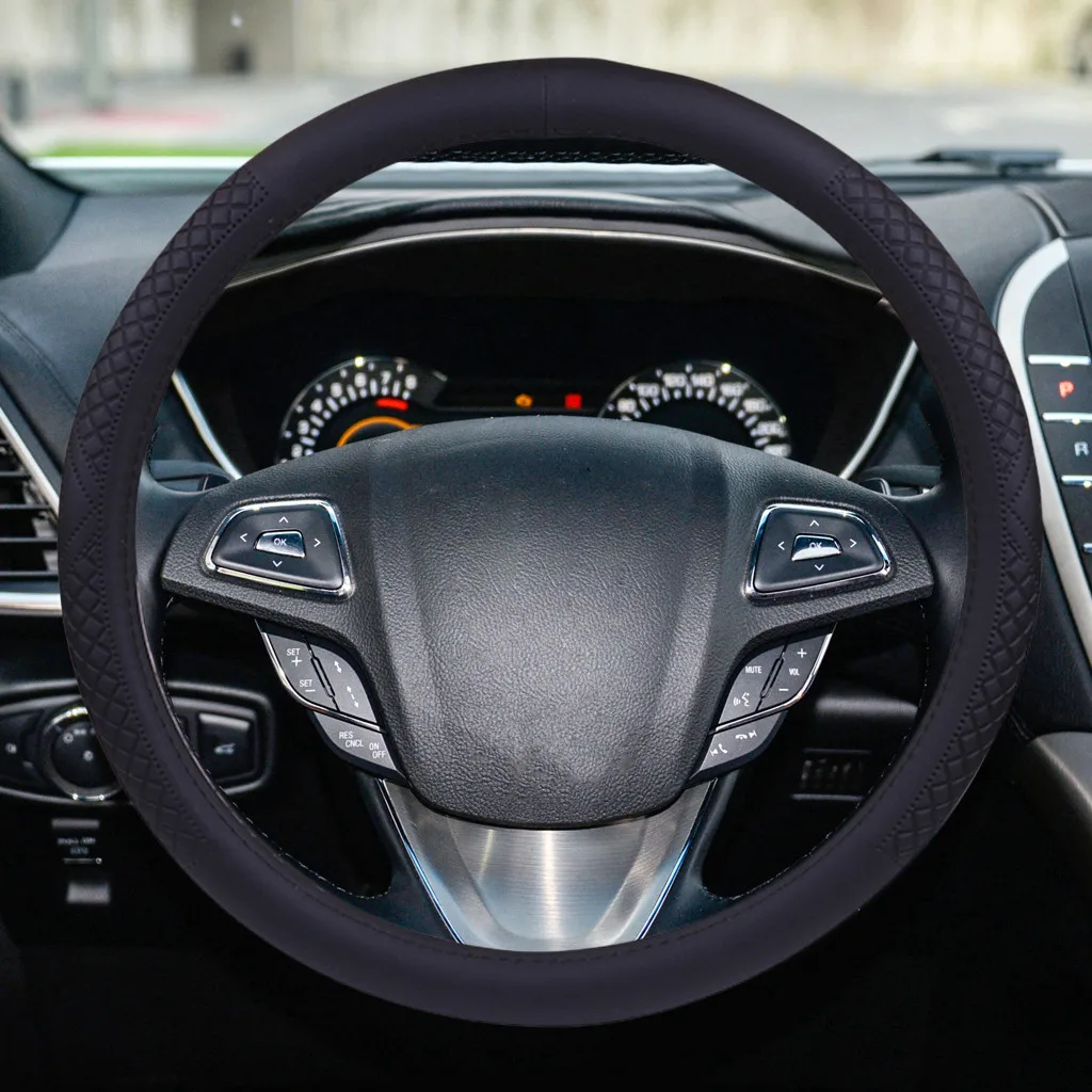 Тканый кожаный эластичный без внутреннего кольца автомобильный чехол на руль удобный амортизатор установка легко автомобиль-Стайлинг