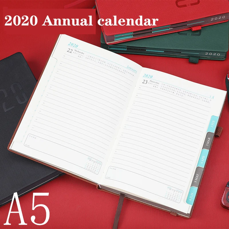 

2020 Planner Annual Agenda Monthly Daily Plan Schedule Business Calendar A5 Notebook Time Management School Office Stationary