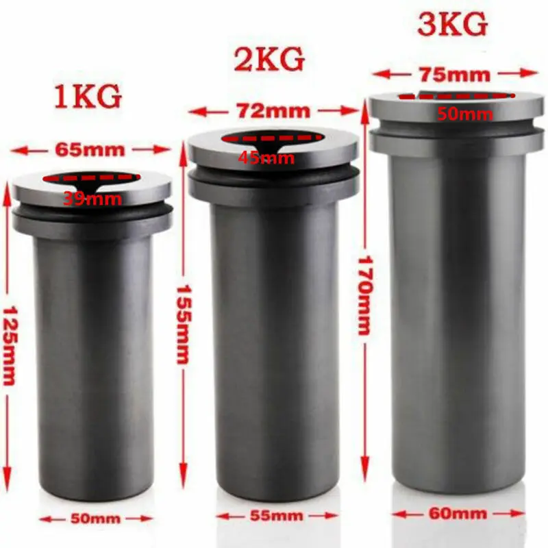 1-5kg Foundry Clay Graphite Crucibles Black Cup Furnace Torch Melting Casting Refining Gold Silver Copper Brass Aluminum