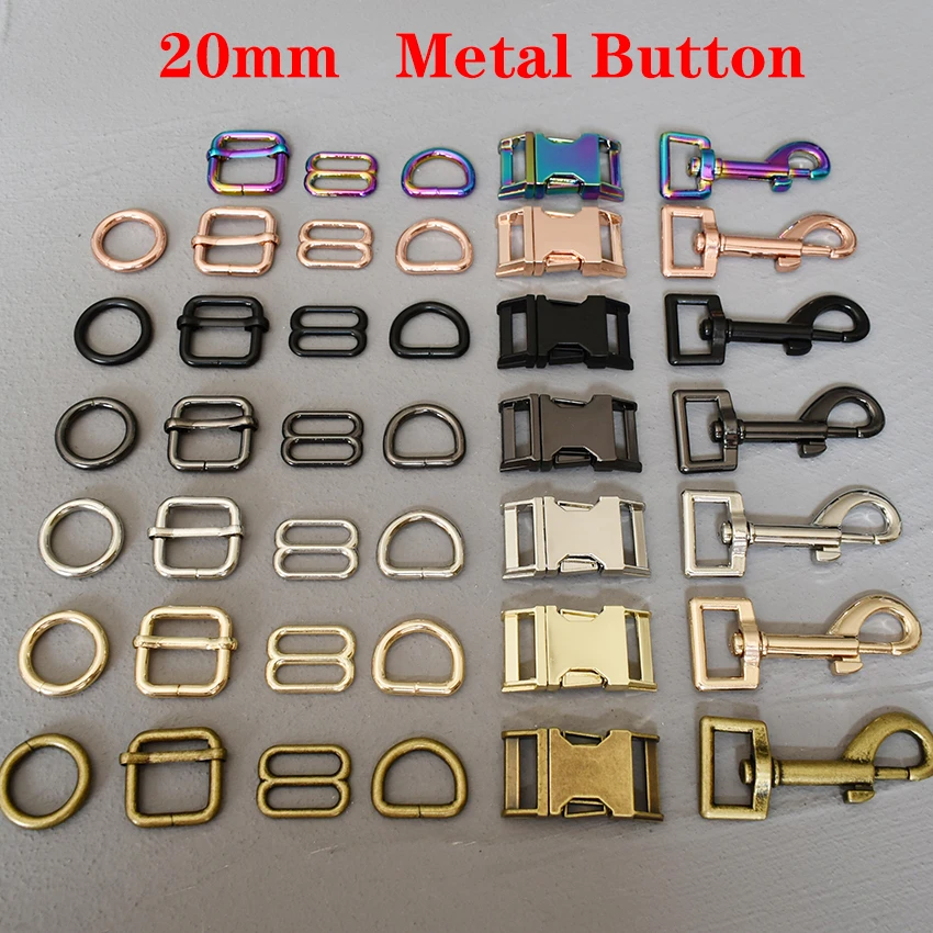 Hebilla de cinturón de Metal ajustable para mochilas, zapatos, bolsa, correa de gato, Collar de perro, hebillas, accesorios DIY, 20mm, 1 pieza| y ganchos| - AliExpress