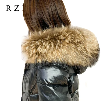 

RZBY S-6XL Women White duck down Jacket BIg Fur Winter Outerwear Female Long Casual Warm Down Coat