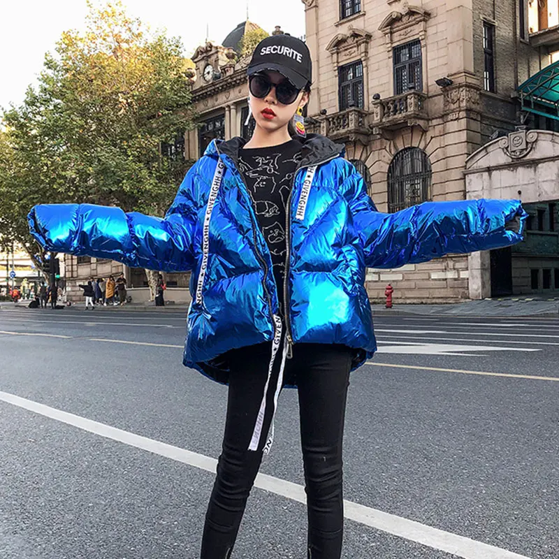 Новое зимнее пальто Woemn Parkas, куртка для женщин, свободный толстый теплый пуховик, женский синий короткий жакет с капюшоном, пальто, уличная одежда