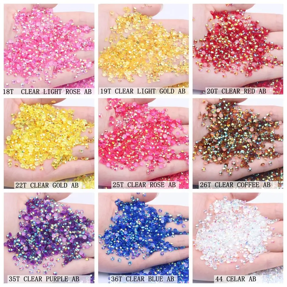 High Quality 3Mm Resin Rhinestone Loose Diamond Pointed Bottom Rhinestones  Non Hot-fix Strass For Wedding Dress Crafts Nail Art