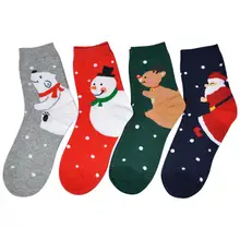 4 пары рождественские носки Санта Клаус зимние Для мужчин лося подарок льда Носки с рисунком медведя длинные носки до колена хлопковые носки Для женщин носки Счастливый милый носки