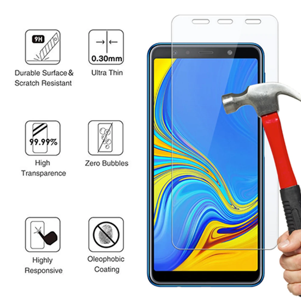 a7 2018 armored protective glass on for samsung A12 A51 A02 A02s A32 screen protectors galaxi a 7 2018 tempered glas verre tremp iphone screen protector