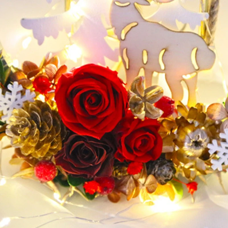 Christmas Gift Eternal Flower Garland Home Decoration Wreath Pendant a Deer Have You Rose To Send a Girlfriend Gift