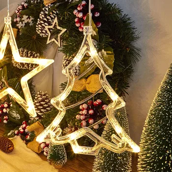 

25# Led Christmas Sucker Lights Christmas Tree And Bell Decoration Glowing Lights Pegatina De Pared Fantasy Hollow Light Navidad