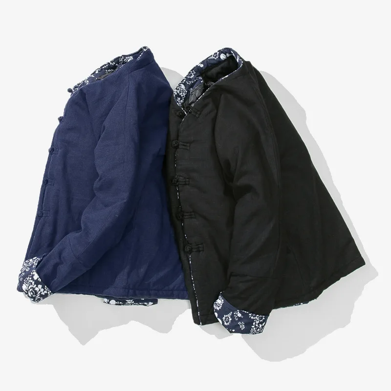 Autumn And Winter New Style Plus-size style Chinese-style Retro Cotton-padded Clothes-Cotton Linen Floral Jacket