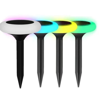 

2Pcs Colorful Solar Lawn Light, Color Gradient 8Led Ground Plug Light