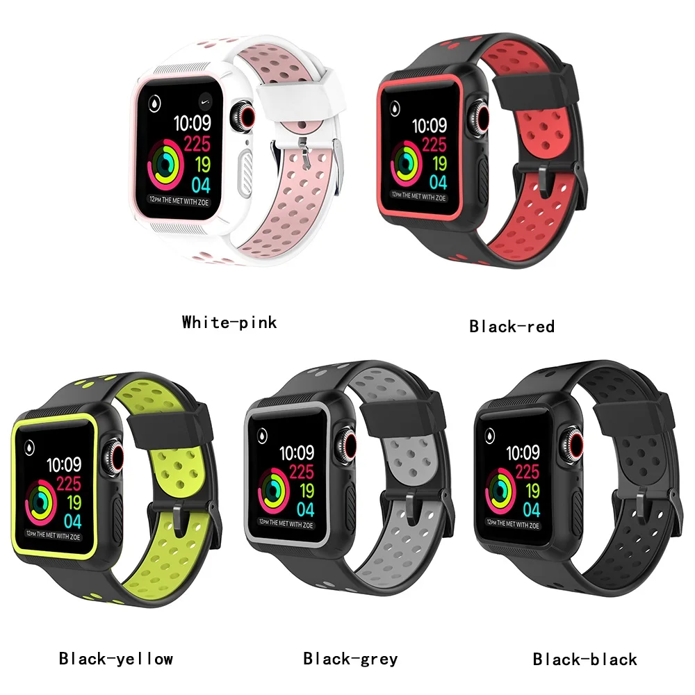 

Sport Case strap For Apple Watch band 38mm 42mm iwatch Series 3/2/1 correa Rugged TPU screen Protective cover & bracelet wrist