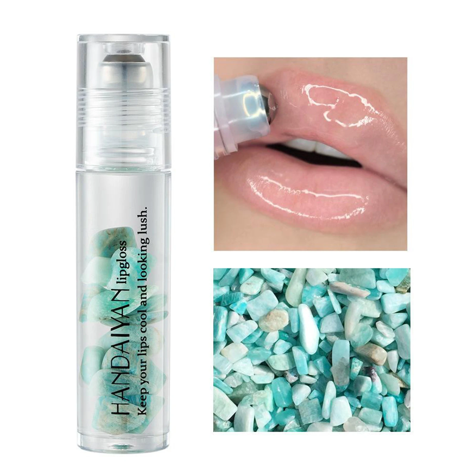 Crystal Roller Balls Lip Gloss Liquid Oil Roll On Lipstick Shimmer Moisturizer Shiny Non-Sticky