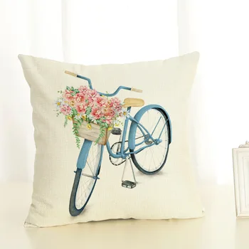 

Borges 45*45cm Bicycle Printing Cushion Cover Linen Throw Pillow Car Home Decoration Decorative Camera Pattern Pillowcase