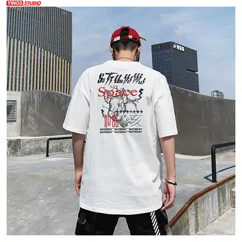 

Dropshipping Men Japanese Streetwear Causal Tee 2020 Spring Hip Hop Print T-shirt Solid Short Sleeve Tshirts Oversizes