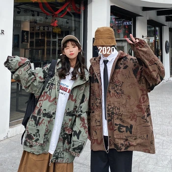 

2020 Spring And Autumn New Trend European And American Style Couple Harajuku Print Casual Hooded Jacket S-2XL