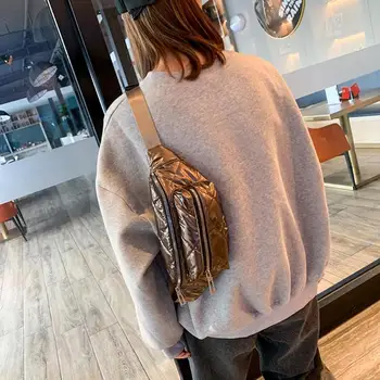 

Women Shoulder Messenger Bag Pure Color Fashion Space Pad Fashion Space Pad Cotton Durable Zipper Money Purse Casual Waist Pack