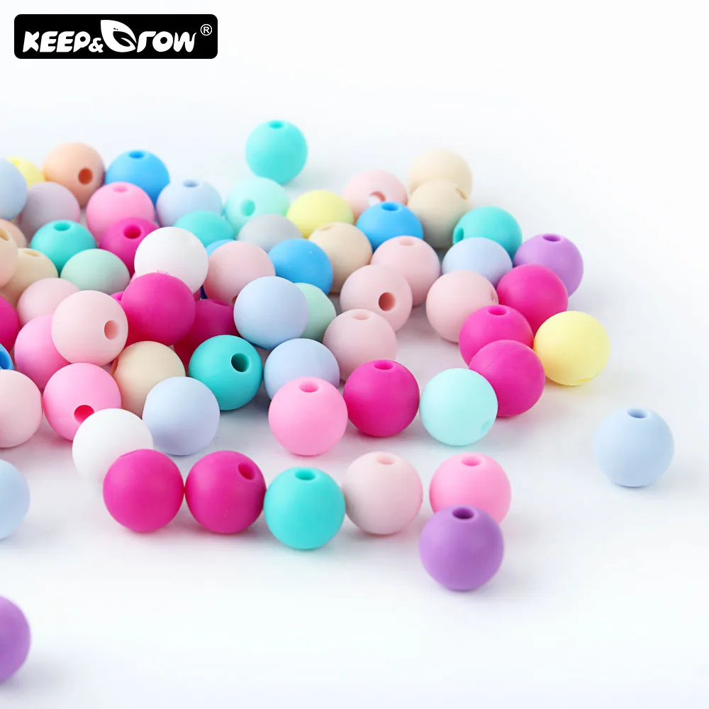 Keep& Grow, 9 мм, 300 шт, силиконовые бусины, жемчужные, силиконовые, пищевые, для прорезывания зубов, сделай сам, BPA бесплатно, ювелирное изделие, детский прорезыватель, игрушка, цепочка для соски