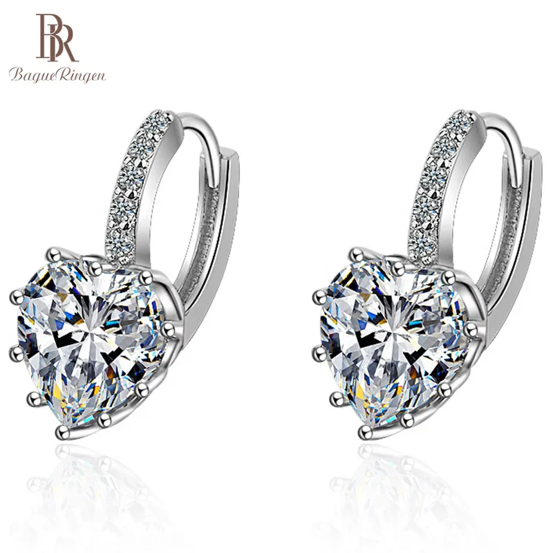 Bague Ringen Настоящее серебро 100% 925 пробы серьги для женщин с цирконием блестящий