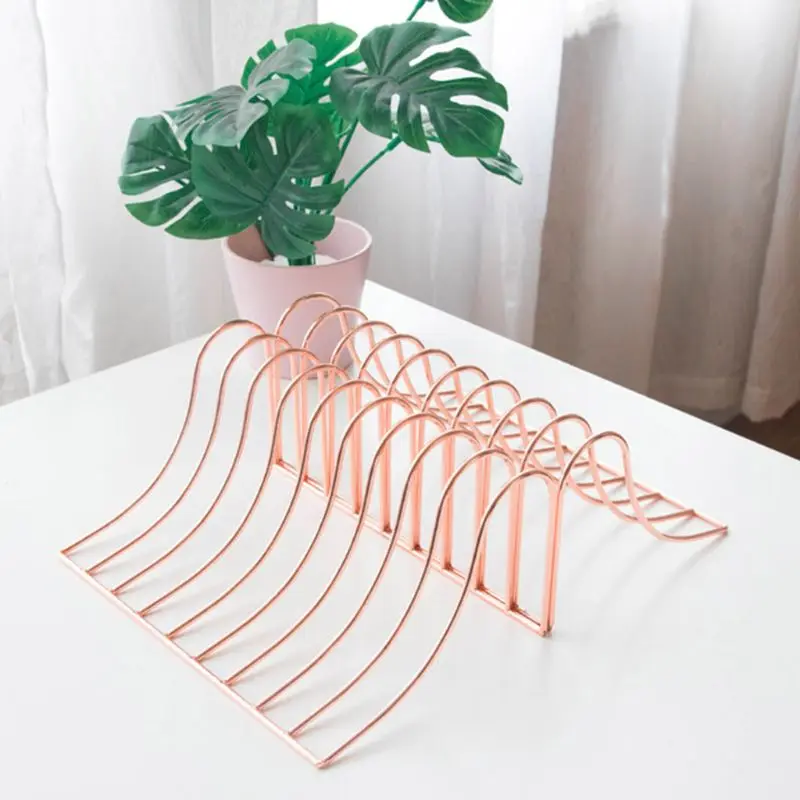 

10 Grid File Storage Shelf Book Stand Bookend Wrought Iron Organizer Office Home