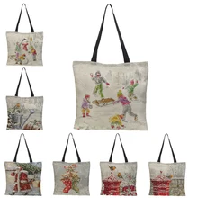 Новогодний льняной Санта Клаус Конфета в виде снеговика подарочные пакеты печенья упаковка сумки вечерние сумки Merry Christmas посылка для хранения клиента