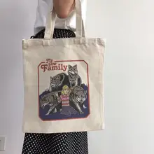 Холщовая Сумка-тоут с надписью My New family, Женская стильная сумка из хлопка, сумка для покупок, сумка через плечо для студентов Ulzzang