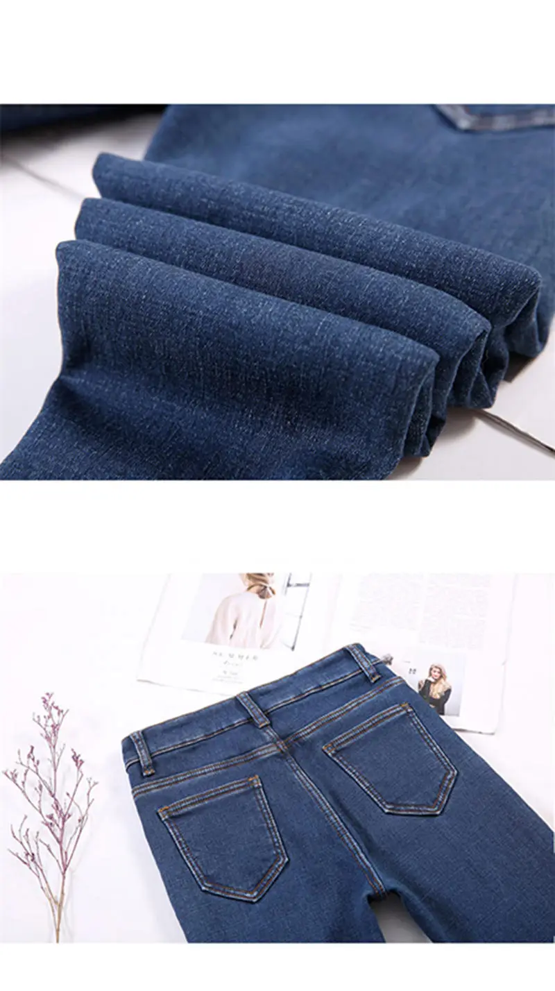 Зимние плюс вельветовые джинсы женские с высокой талией теплые женские джинсы стрейч уличная джинсовая карандаш брюки повседневные Большие размеры джинсы Q1801