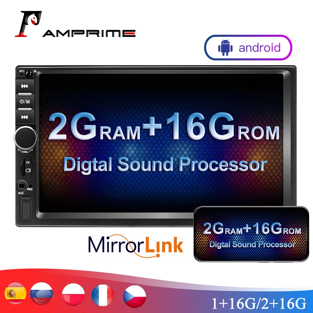 

AMPrime 7018B Universal Car Multimedia Player Autoradio 2din Stereo 7" Touch Screen FM Video MP5 Player Auto Radio with camera