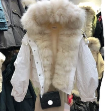 Натуральное меховое пальто женское большое меховое пальто одежда Паркер Женская новая зимняя меховая куртка короткая стильная меховая парка с воротником из лисьего меха