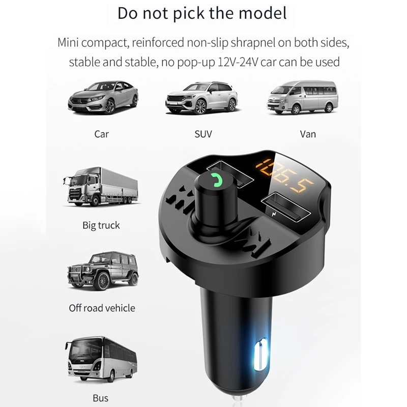 Автомобильный Fm передатчик Bluetooth 5 0 автомобильный двойной USB смарт чип T66 TF карта