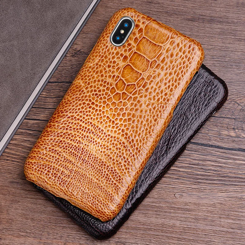 

Phone Case For iPhone 6 6s 7 8 Plus 11 Pro X Xs Max Xr Case Real Ostrich Foot skin Back Cover For iPhone 7p 8p Case