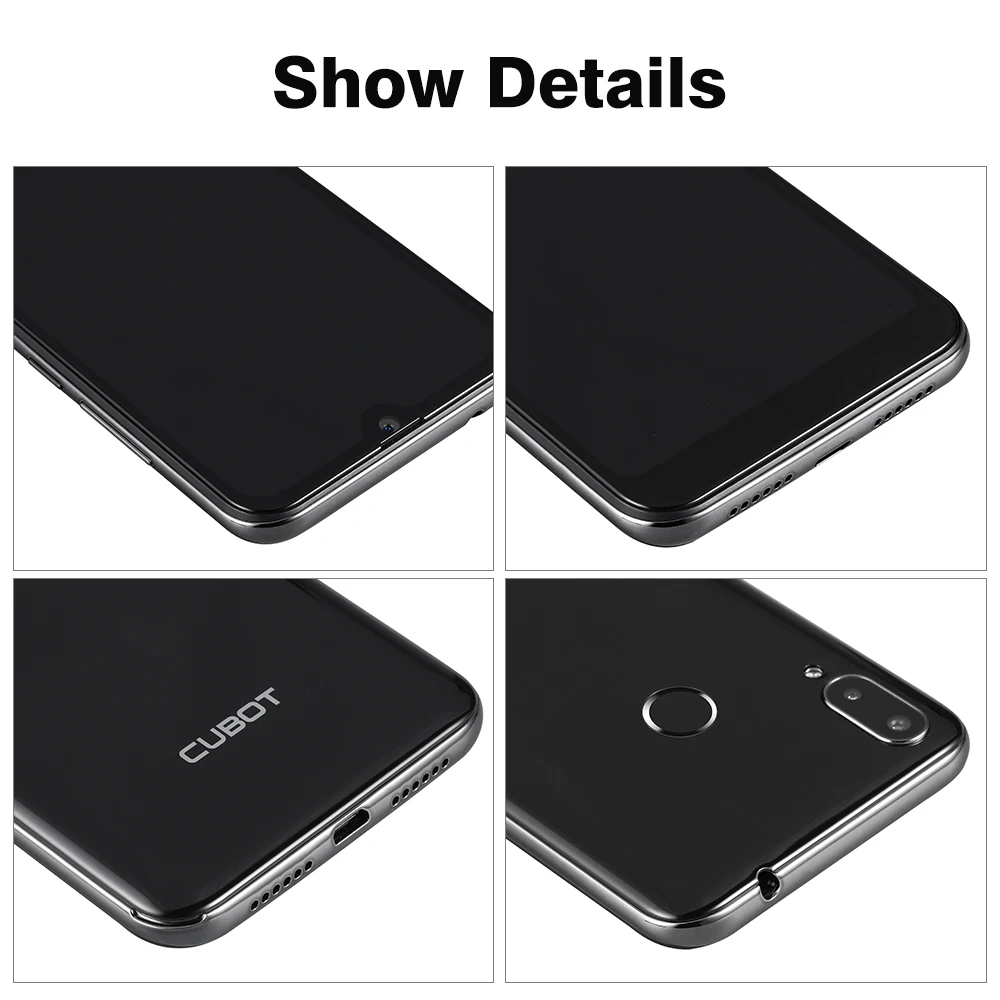  Cubot R19 3GB+32GB Smartphone 5.71'' Android 9.0 Quad Core Fingerprint Water Drop Screen Face ID Mo