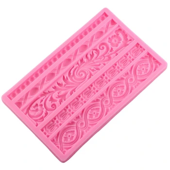 

Diy Baroque Scroll Relief Cake Border Silicone Mold Frame Fondant Cake Decorating Tools Candy Chocolate Mould Pink