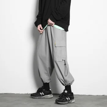 

EWQ / men's wear 2020 Spring trendy new casual Pants Loose Overalls bandage bottoms casaul trousers with pockets korean 9Y1399