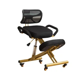 Chaise à genoux ergonomique avec dossier, poignée et roulettes, siège de coussin en tissu maillé, bureau, ordinateur, genou, chaise de Posture ergonomique 