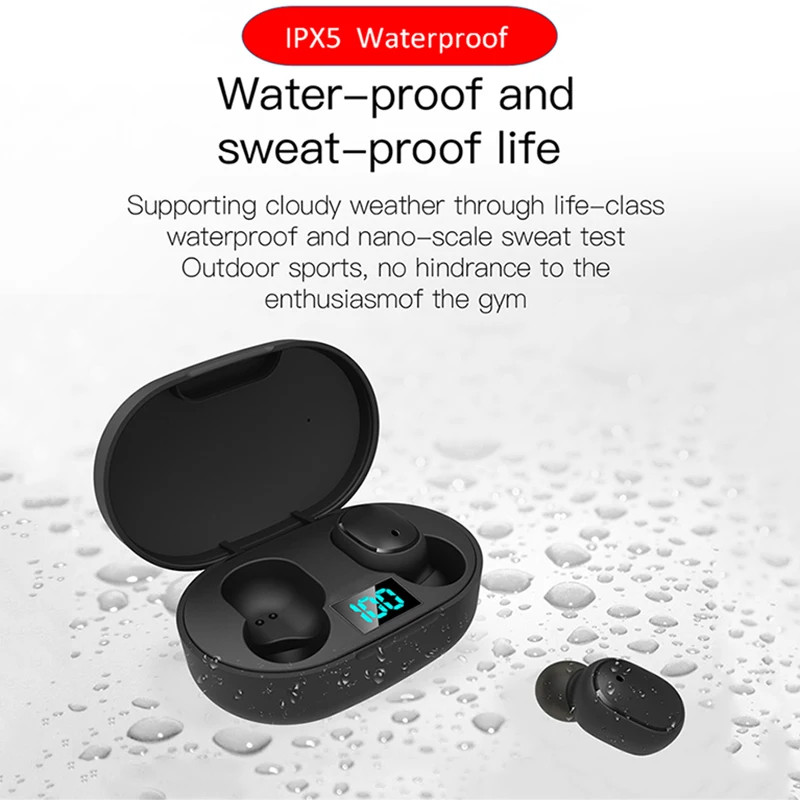 Bluetooth Earphone TWS Noise Cancelling Wireless Earbuds Headphones LED Display With Mic Bass Headsets For Xiaomi Redmi AirDots