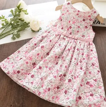 

2020 Summer Fashion Printed Hollow Out Vest Dresses For Girls Princess, Children Sweet Dress 7 pcs/lot, Wholesale