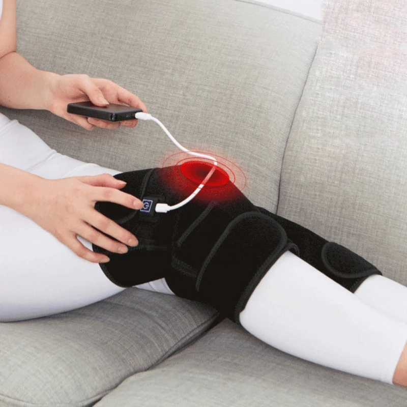 USB Heated Warm Knee Pad Brace Wrap Pain Relief Rechargeable Knee Heating Support Brace Electric Massager Adjustable Temperature