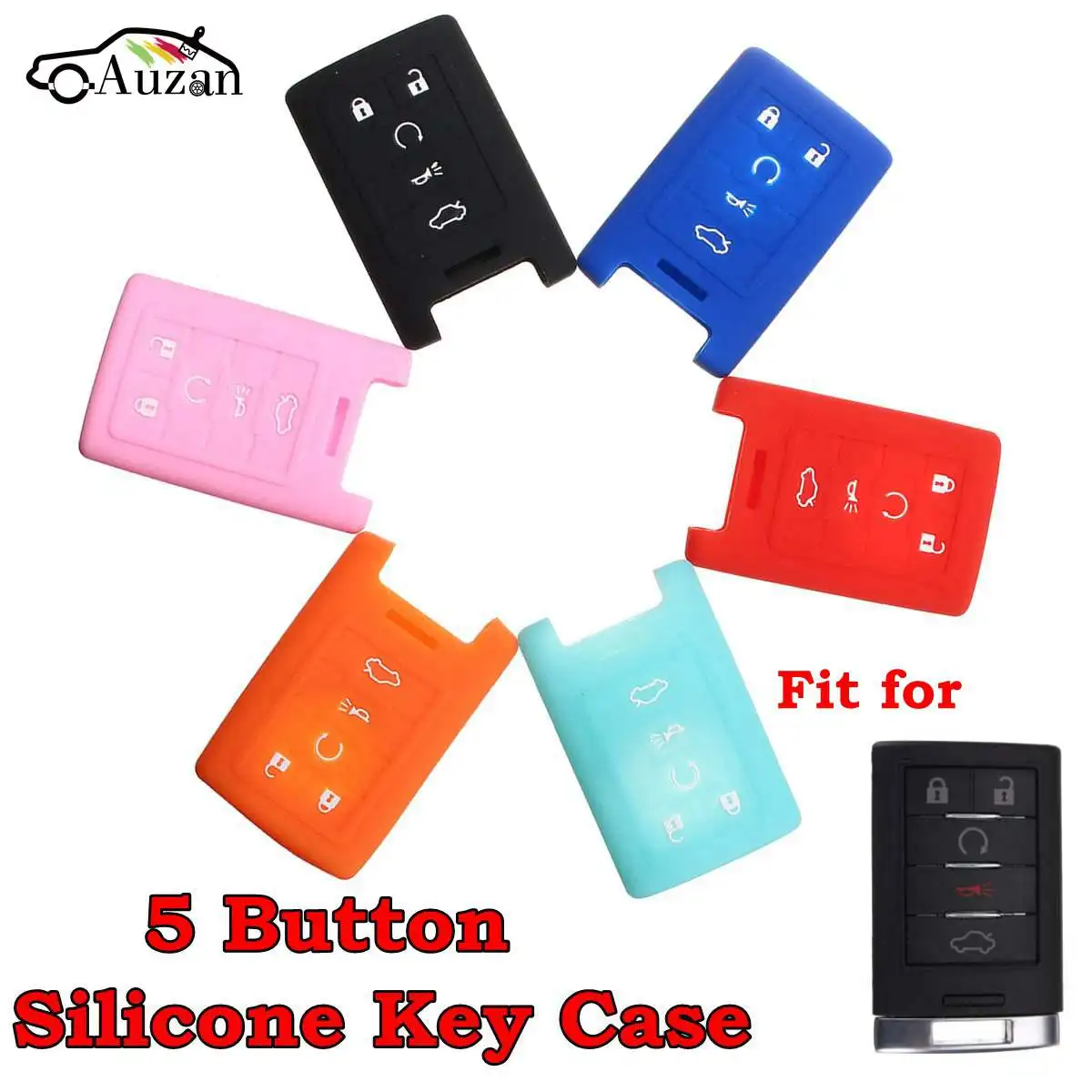 Силиконовый чехол для брелока с 5 кнопками Cadillac STS ATS DTS CTS XTS SRX 6 цветов|fob cover|silicone key